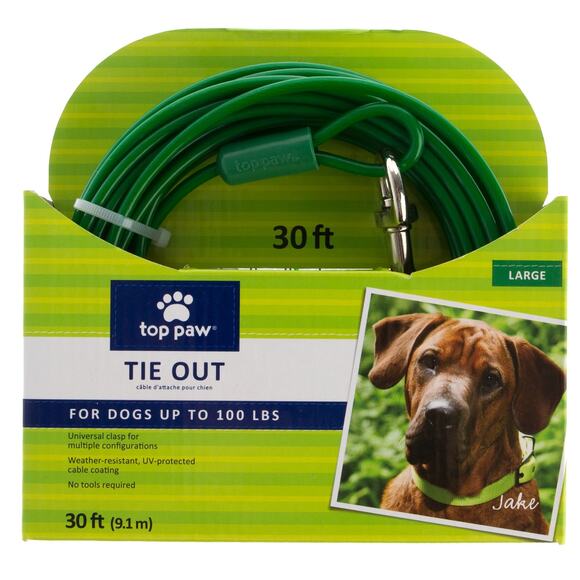 Top Paw 30' Dog Tie Out Green Large Adjustable For Dogs Up to 100lbs Outdoor NWT - Picture 1 of 4